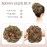 FESHFEN Messy Bun Hair Piece - Elastic Wavy Curly Hair Bun Scrunchies Extensions Synthetic Chignon Hairpieces for Women Girls, Brown & Blonde 1 PCS