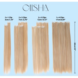 CAISHA XL 24 7 Pieces Set CLIP IN EXTENSIONS Hairpiece Straight Natural Blonde CE28