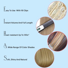 CAISHA XL 24 7 Pieces Set CLIP IN EXTENSIONS Hairpiece Straight Natural Blonde CE28