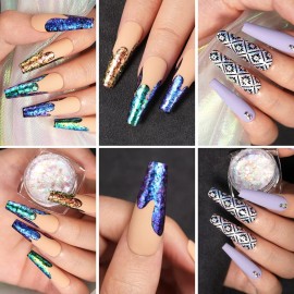 Born Pretty Nail Confetti Powder Chameleon Flakes Paillette Chrome Nail Powder Irregular Nail Art Glitter Sequins Flakes 5 Jars Born Pretty Nail Confetti Powder Chameleon Flakes Paillette Chrome Nail Powder Irregular Nail Art Glitter Sequins Flakes 5 Jars