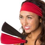 Hipsy Adjustable & Stretchy Basic Xflex Wide Headbands for Women Girls & Teens (Black & Red Basic 2pk)