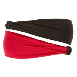 Hipsy Adjustable & Stretchy Basic Xflex Wide Headbands for Women Girls & Teens (Black & Red Basic 2pk)