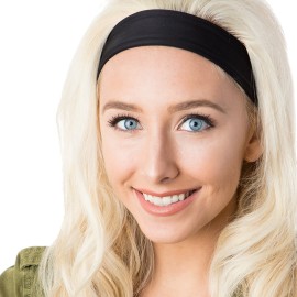 Hipsy Adjustable & Stretchy Basic Xflex Wide Headbands for Women Girls & Teens (Black & Red Basic 2pk)