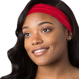 Hipsy Adjustable & Stretchy Basic Xflex Wide Headbands for Women Girls & Teens (Black & Red Basic 2pk)