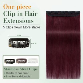 Benehair Burgundy One Piece Clip in Hair Extensions Human Hair Wine Red Hair Extensions Clip in Human Hair 22inch 3/4 Full Head Straight Remy Human Hair 5 Clips Benehair Burgundy One Piece Clip in Hair Extensions Human Hair Wine Red Hair Extensions Clip in Human Hair 22inch 3/4 Full Head Straight Remy Human Hair 5 Clips