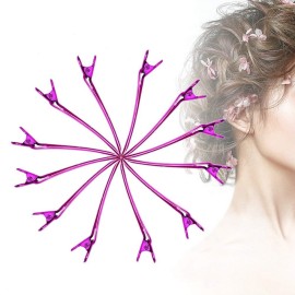 12Pcs Sectioning Clip Barrette Metal Duckbill Clip Hair Grip Clamps Salon Barber Hairdressing Styling Tools, Rose Red 12Pcs Sectioning Clip Barrette Metal Duckbill Clip Hair Grip Clamps Salon Barber Hairdressing Styling Tools, Rose Red