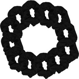 12 Pack Solid Hair Ties Scrunchies (Black) 12 Pack Solid Hair Ties Scrunchies (Black)