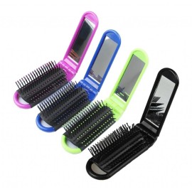 LOUISE MAELYS 4pcs Colorful Portable Folding Hair Brush with Mirror Compact Pocket Comb for Travel Gift Idea