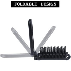 LOUISE MAELYS 4pcs Colorful Portable Folding Hair Brush with Mirror Compact Pocket Comb for Travel Gift Idea