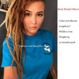 Dsoar Dreadlock Extensions Brown Synthetic Dreads 20 Inch 12 Strands Handmade Dreadlocks Extensions Hippie Crochet Loc Extensions (Light Brown Color)
