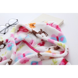 TOLLION Toddlers/Kids Hooded Robe Soft Fleece Bathrobe Children Pajamas Baby Plush Robe (Black Leopard, 4T)