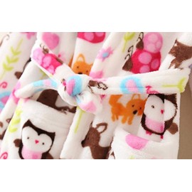 TOLLION Toddlers/Kids Hooded Robe Soft Fleece Bathrobe Children Pajamas Baby Plush Robe (Black Leopard, 4T)