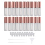 BQLZR Rose Gold Lip Gloss Tubes 1.2ml Empty Plastic transparent Lip Balm Bottle Container Cosmetic Makeup Tools with Stopper Pack of 20