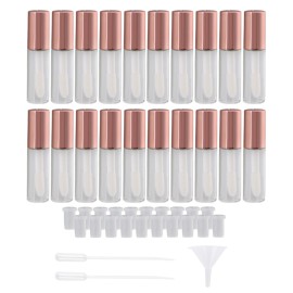 BQLZR Rose Gold Lip Gloss Tubes 1.2ml Empty Plastic transparent Lip Balm Bottle Container Cosmetic Makeup Tools with Stopper Pack of 20