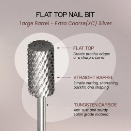 PANA Professional 3/32 Shank Size - Flat Top Large Barrel Silver Carbide Bit Extra Coarse Grit - Nail Drill Bit for Dremel Machine PANA Professional 3/32 Shank Size - Flat Top Large Barrel Silver Carbide Bit Extra Coarse Grit - Nail Drill Bit for Dremel Machine