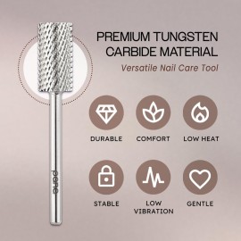 PANA Professional 3/32 Shank Size - Flat Top Large Barrel Silver Carbide Bit Coarse Grit - Nail Drill Bit for Dremel Machine