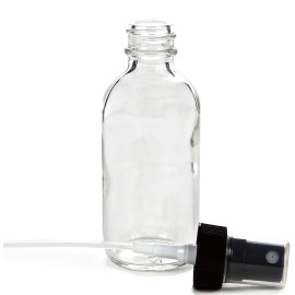 Vivaplex, 12, Clear, 2 oz Glass Bottles, with Black Fine Mist Sprayers