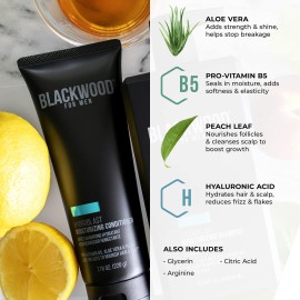 Blackwood For Men HydroBlast Moisturizing Conditioner - Deep Treatment for Damaged & Dry Hair - Natural Vegan Formula for Curly & Coarse Hair - Sulfate Free, Paraben Free, & Cruelty Free (4.59 Oz)