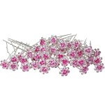 AKOAK 20 Pcs/Lot Women Wedding Bridal Clear Crystal Rhinestone Rose Flower Hair Pin Clips Hair Accessories Jewelry Barrettes HeadwearPink