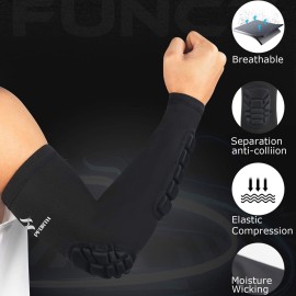 HOPEFORTH 2PCS Padded Elbow Forearm Sleeves Compression Arm Protective Support HOPEFORTH 2PCS Padded Elbow Forearm Sleeves Compression Arm Protective Support