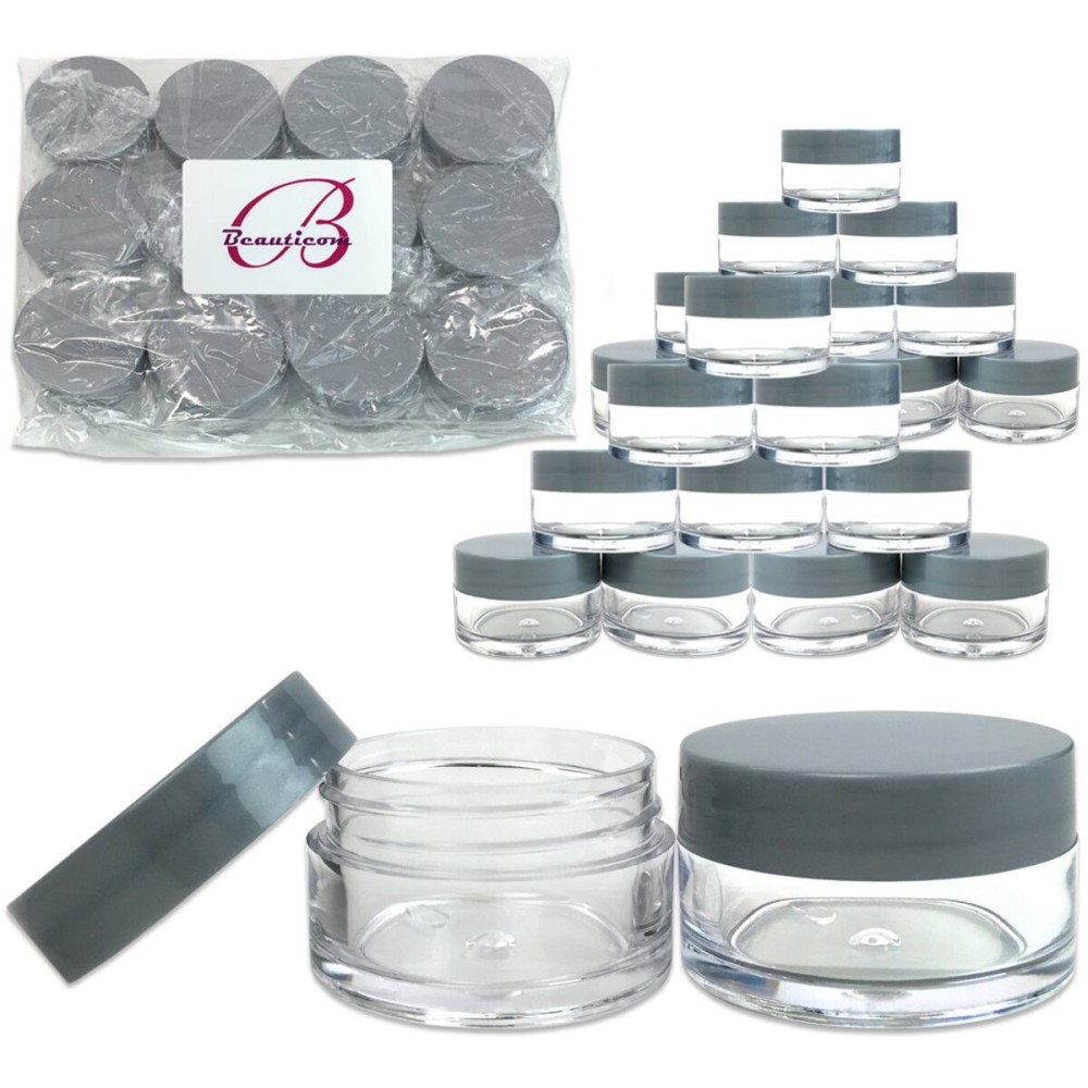 Beauticom 24 Pieces 20G/20ML Round Clear Jars with Gray Lids for Jams, Honey, Cooking Oils, Herbs and Spices - BPA Free Beauticom 24 Pieces 20G/20ML Round Clear Jars with Gray Lids for Jams, Honey, Cooking Oils, Herbs and Spices - BPA Free