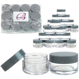 Beauticom 24 Pieces 20G/20ML Round Clear Jars with Gray Lids for Jams, Honey, Cooking Oils, Herbs and Spices - BPA Free