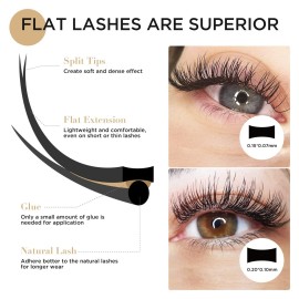 LASHVIEW Eyelash Extensions,Ellipse Flat Eyelash Extensions 0.20mm D Curl 15mm,Black,Individual Lashes,Semi-Permanent Extremely Soft Professional Salon Use