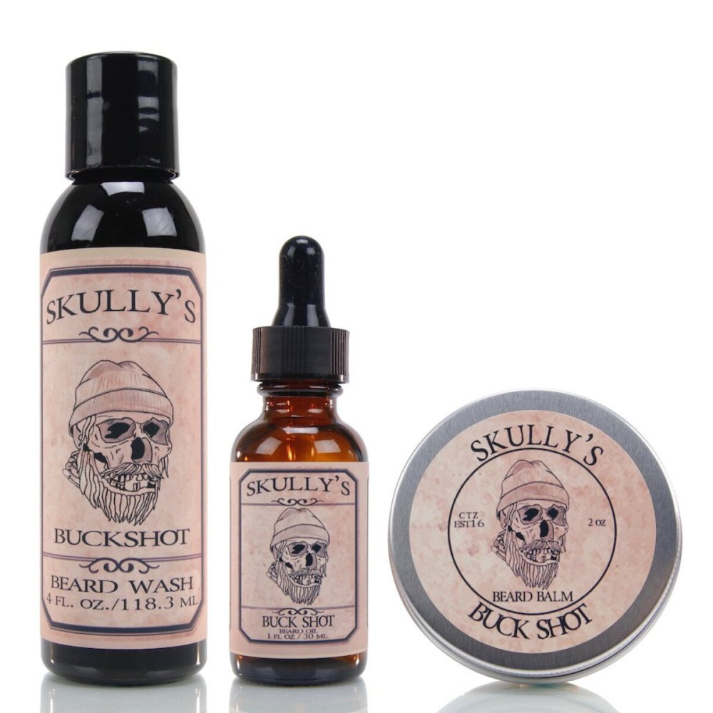 Skully\'s Buck Shot 4 oz. Beard Wash, 2 oz Beard Balm & 1 oz. Beard Oil, Beard kit