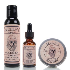 Skully\'s Buck Shot 4 oz. Beard Wash, 2 oz Beard Balm & 1 oz. Beard Oil, Beard kit