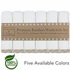 Channing & Yates Organic Baby Washcloth Set Premium Boutique- (6 Pack Wash Cloth) - Softest Face Towels or Washcloths for Eczema - Child or Adult Essentials for Bath (Beige/White)