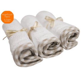 Channing & Yates Organic Baby Washcloth Set Premium Boutique- (6 Pack Wash Cloth) - Softest Face Towels or Washcloths for Eczema - Child or Adult Essentials for Bath (Beige/White)