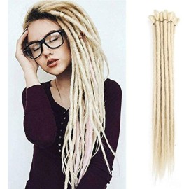 Dsoar Blonde Synthetic Dreads 20 Inch Handmade Dreadlock Extensions 12 Strands/Pack Twist Braiding Hair Hippie Crochet Braids (613,Blonde Color)