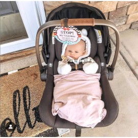 THREE LITTLE TOTS - Pink Zig Zag Stop No Touching Baby Car Seat Sign or Stroller Tag - CPSIA Safety Tested