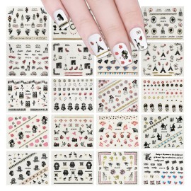 ALLYDREW 24 Sheets Globetrotter Nail Stickers Nail Art Paris Nail Stickers Patriotic Nails