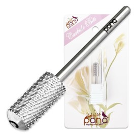 PANA 3/32 Small Smooth Round Top Safety Carbide Nail Drill Bit for Gel Polish & Acrylic Removal Nail Salon Manicure Pedicure Electric File Tools (Small Barrel - Silver, Coarse)