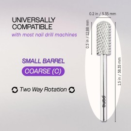 PANA 3/32 Small Smooth Round Top Safety Carbide Nail Drill Bit for Gel Polish & Acrylic Removal Nail Salon Manicure Pedicure Electric File Tools (Small Barrel - Silver, Coarse) PANA 3/32 Small Smooth Round Top Safety Carbide Nail Drill Bit for Gel Polish & Acrylic Removal Nail Salon Manicure Pedicure Electric File Tools (Small Barrel - Silver, Coarse)