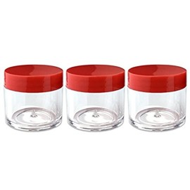 Beauticom 12 Piece 1 oz. USA Acrylic Round Clear Jars with Flat Top Lids for Creams, Lotions, Make Up, Cosmetics, Samples, Herbs, Ointments (12 Pieces Jars + Lids, RED) Beauticom 12 Piece 1 oz. USA Acrylic Round Clear Jars with Flat Top Lids for Creams, Lotions, Make Up, Cosmetics, Samples, Herbs, Ointments (12 Pieces Jars + Lids, RED)