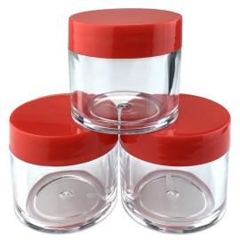 Beauticom 12 Piece 1 oz. USA Acrylic Round Clear Jars with Flat Top Lids for Creams, Lotions, Make Up, Cosmetics, Samples, Herbs, Ointments (12 Pieces Jars + Lids, RED) Beauticom 12 Piece 1 oz. USA Acrylic Round Clear Jars with Flat Top Lids for Creams, Lotions, Make Up, Cosmetics, Samples, Herbs, Ointments (12 Pieces Jars + Lids, RED)