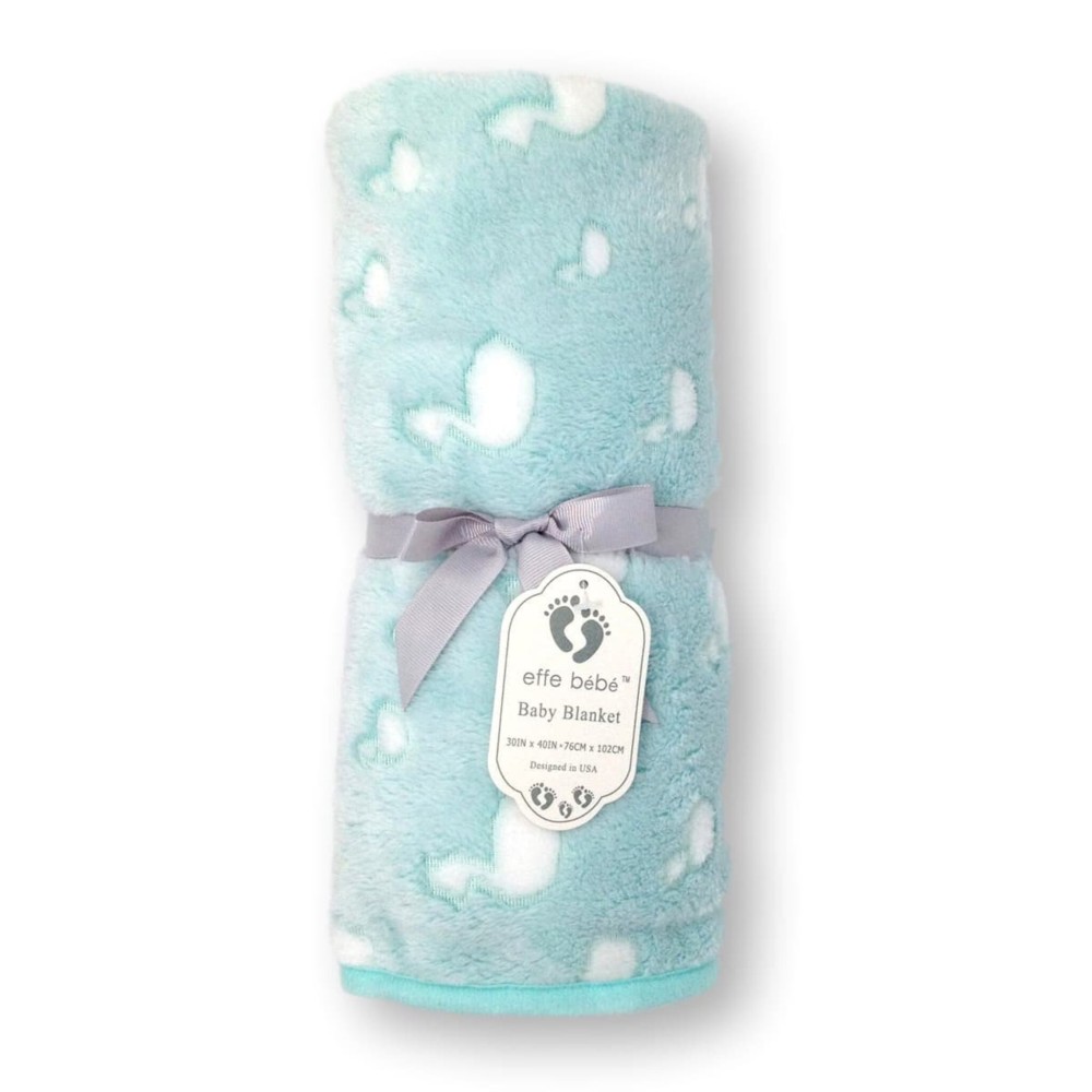 effe bebe Ducky Coral Fleece Baby Stroller Blanket 30x40 French Green