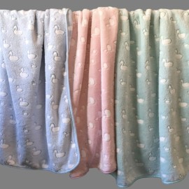 effe bebe Ducky Coral Fleece Baby Stroller Blanket 30x40 French Green