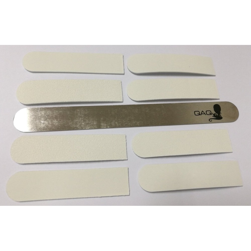 QAQ STAINLESS STEEL NAIL FILE WITH 8 PIECES OF REFILL PADS