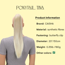 CAISHA 20 Hairpiece Ponytail Clip On Extensions With Butterfly Claw Straight Lightblond H150