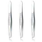 LUXXII (3 Pack) Slant Tweezers - Precision Stainless Steel Slant Tip Tweezers Hair Plucker for Hair and Eyebrows Personal Care (Silver Tone)