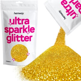 Hemway Premium Ultra Sparkle Glitter Multi Purpose Metallic Flake for Nail Art, Cosmetic Graded, Makeup, Festival, Party, Hair, Body and Eyes 100g / 3.5oz - Gold