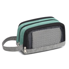 Yeiotsy Dopp Kit for Men - Color Clash Travel Toiletry Organizer with Mesh Pockets, Durable Shaving bag for Gym & Camping (Green)