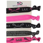 Girls Pink Hair Accessories Set - No Crease Hair Elastics, Lacrosse Gift