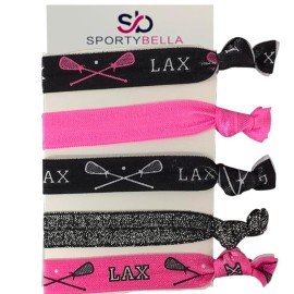 Girls Pink Hair Accessories Set - No Crease Hair Elastics, Lacrosse Gift