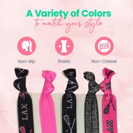 Girls Pink Hair Accessories Set - No Crease Hair Elastics, Lacrosse Gift