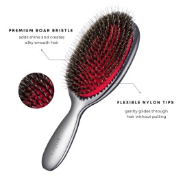 MISEL Professional Boar Bristle Hair Brush - Detangles All Types & Extensions | Reduces Breakage - Great for Wavy & Straight | Salon-Approved - Large