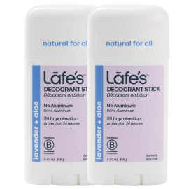 Lafe\'s Natural Deodorant | 2.25oz Aluminum Free Natural Deodorant Stick for Women & Men | Paraben Free & Baking Soda Free with 24-Hour Protection (Lavender & Aloe, 2.25 Ounce (2-Pack))